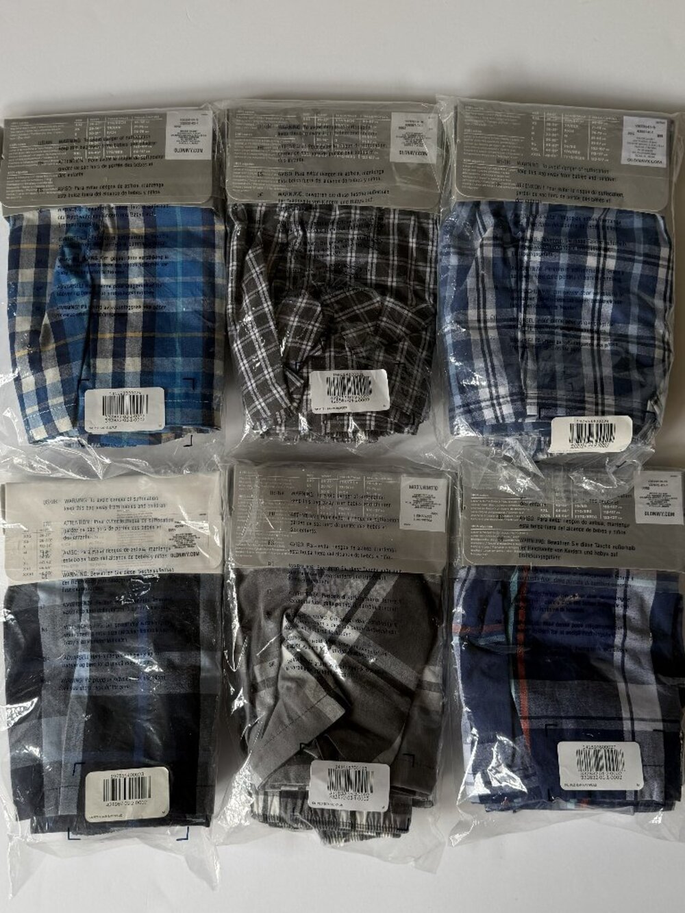 OLD NAVY Bundle 6-Piece Men's M Boxers 100% COTTON Woven Blue & Grey Plaids NEW - Picture 2 of 14